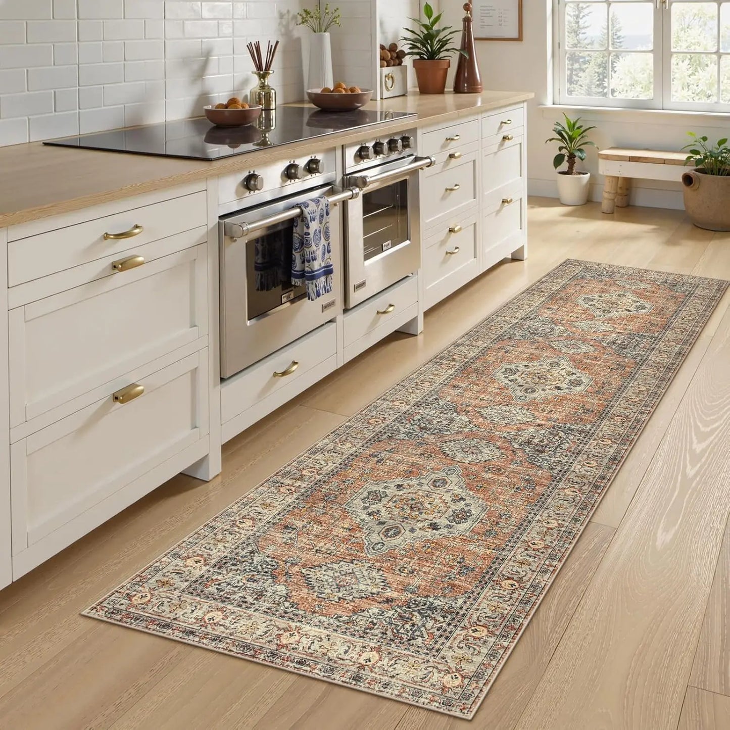 Vintage Oriental Runner Rug Non Slip Washable Ultra Thin Carpet