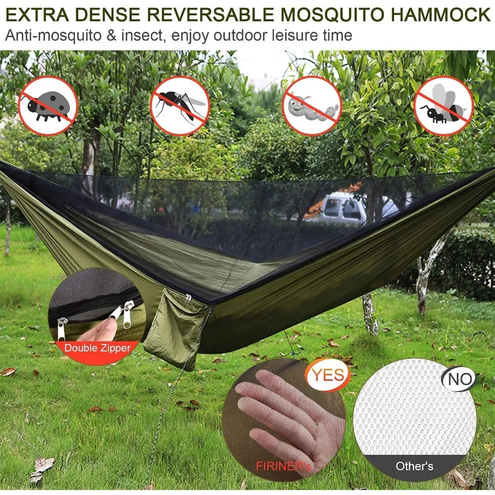 Camping Hammock With Rain Fly Tarp Mosquito Net Set