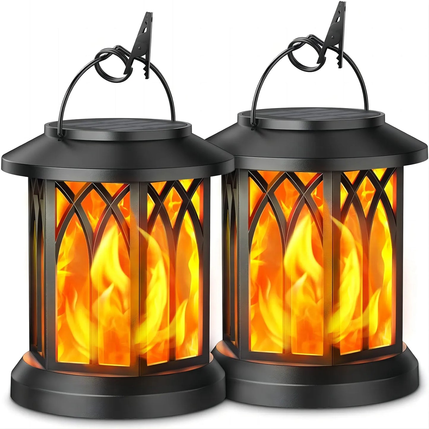 KPSTEK Solar Lanterns Flickering Flame Outdoor Lights 2 Pack