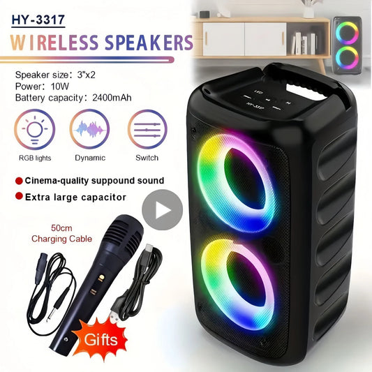 Karaoke Radio Bluetooth Speaker Portable With Microphone And LED Lamp