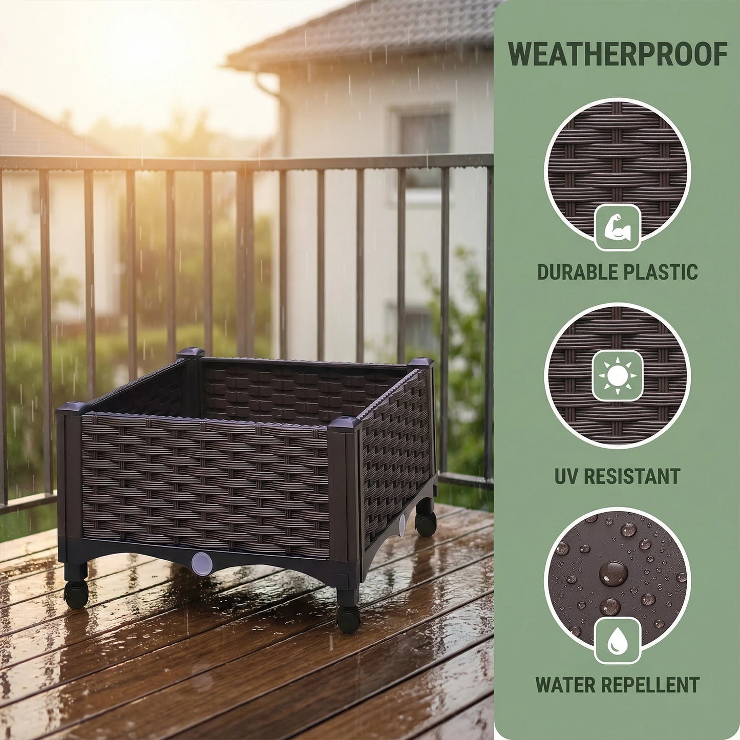 Elevated Garden Box With Drainage Plug For Outdoor Vegetables