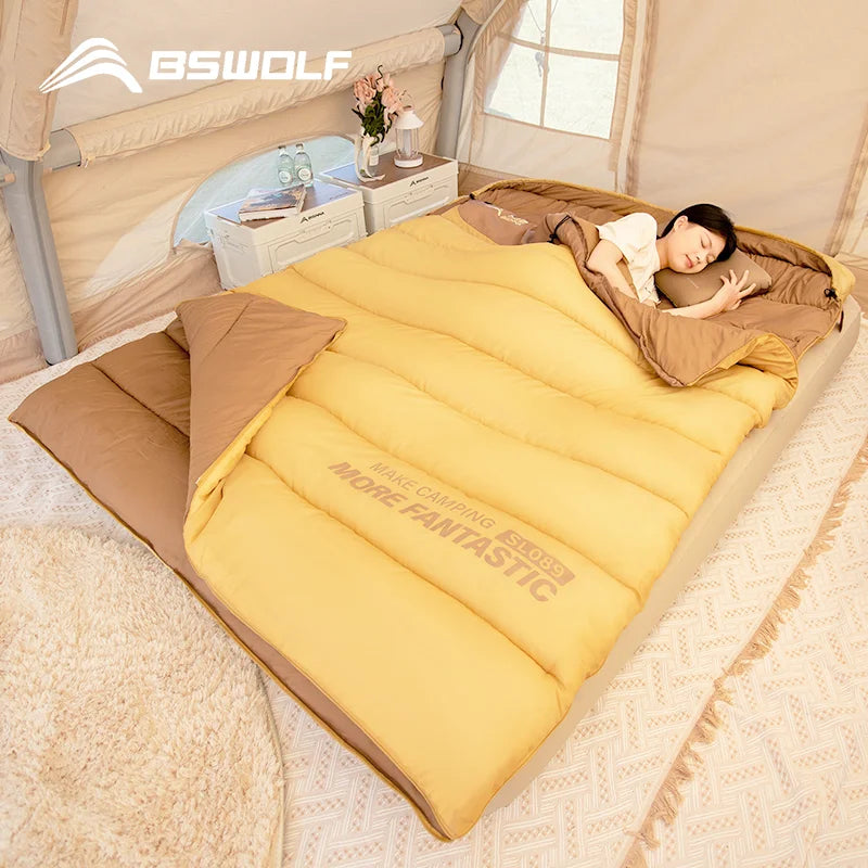 BSWOLF Four Seasons 2 Person Camping Sleeping Bag For Outdoors