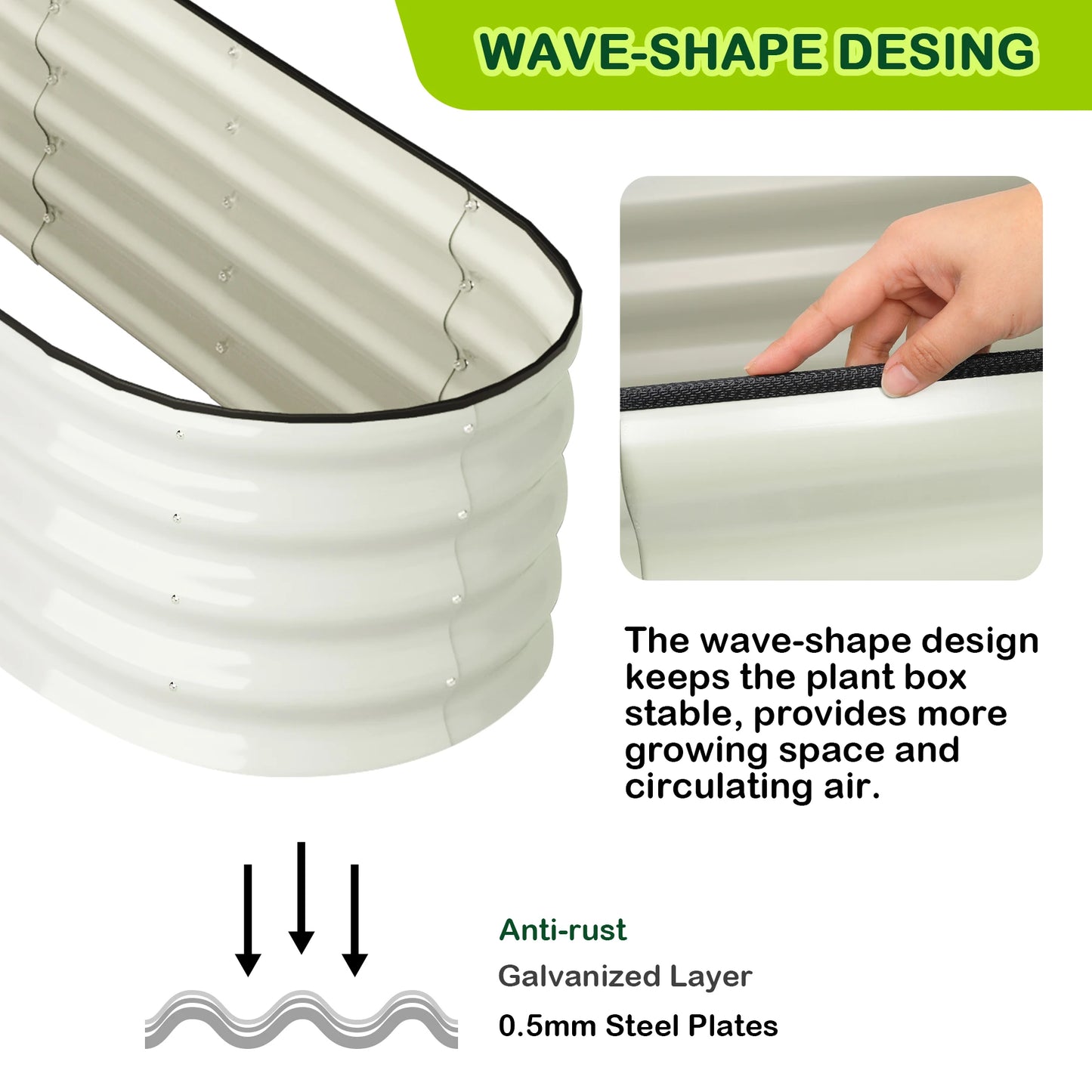 HiMIS Oval Galvanized Raised Garden Bed Kit Outdoor Open Ended Planter 2 Pack