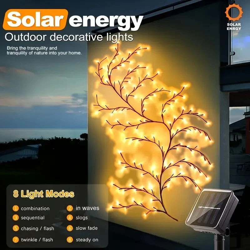 A-Convey Solar Willow Vine Light Waterproof With 8 Modes
