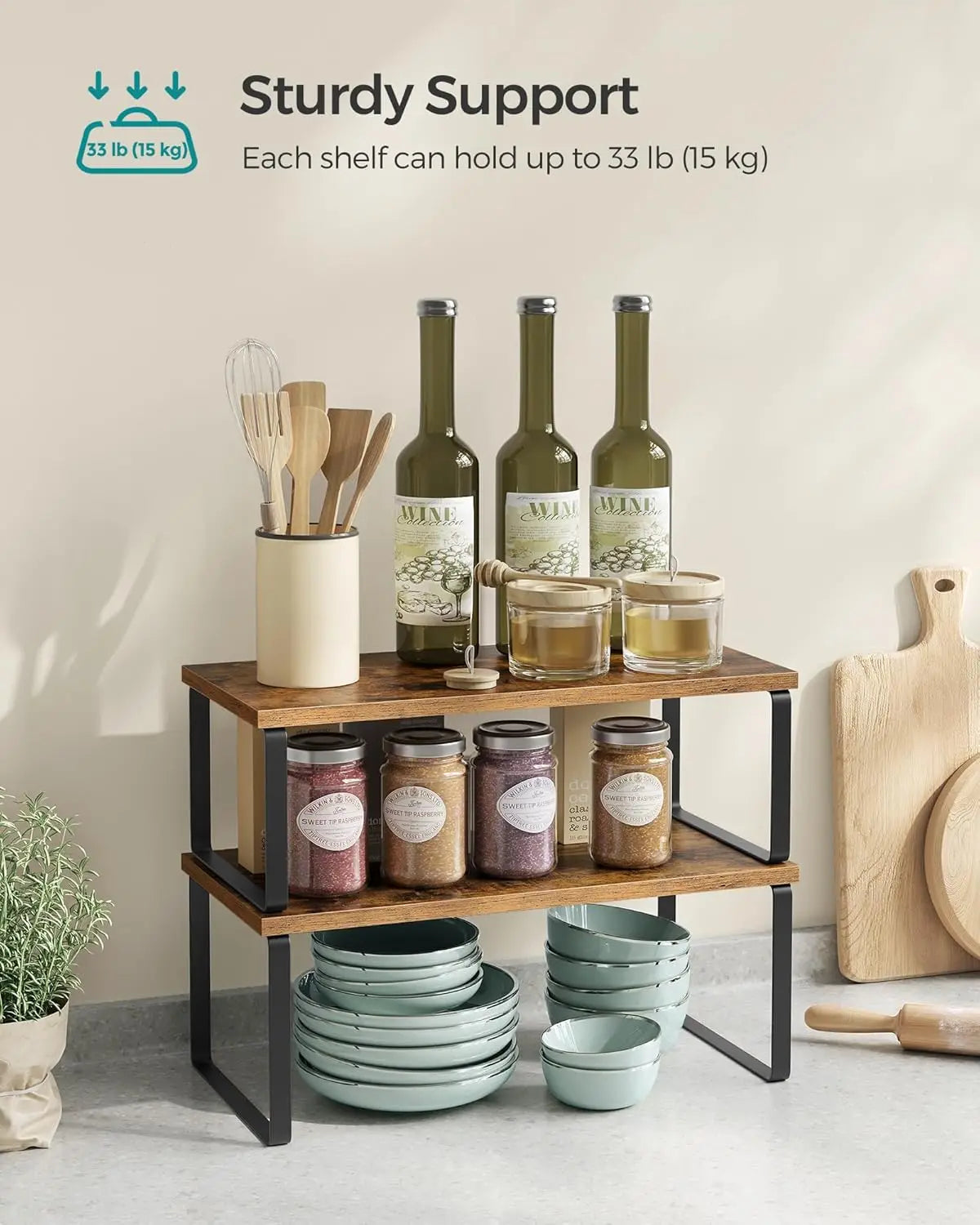 Stackable Cabinet Shelves Set Of 4 Metal Wood Spice Rack