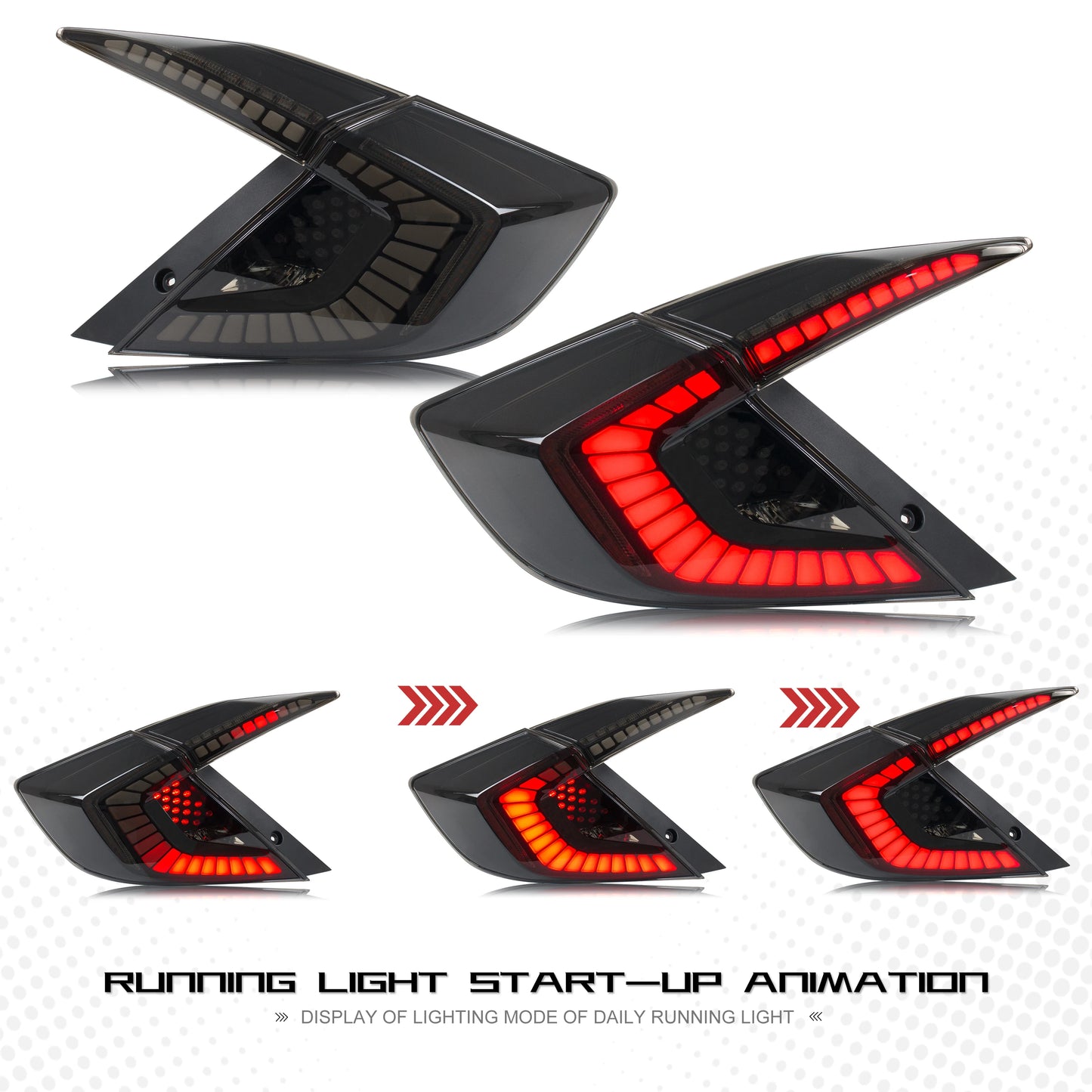 LED Tail Lights For Honda Civic Sedan 10Th Gen 2016-2021 DRL Start Up Animation Rear Lamp Assembly (Not for hatchback & Coupe)