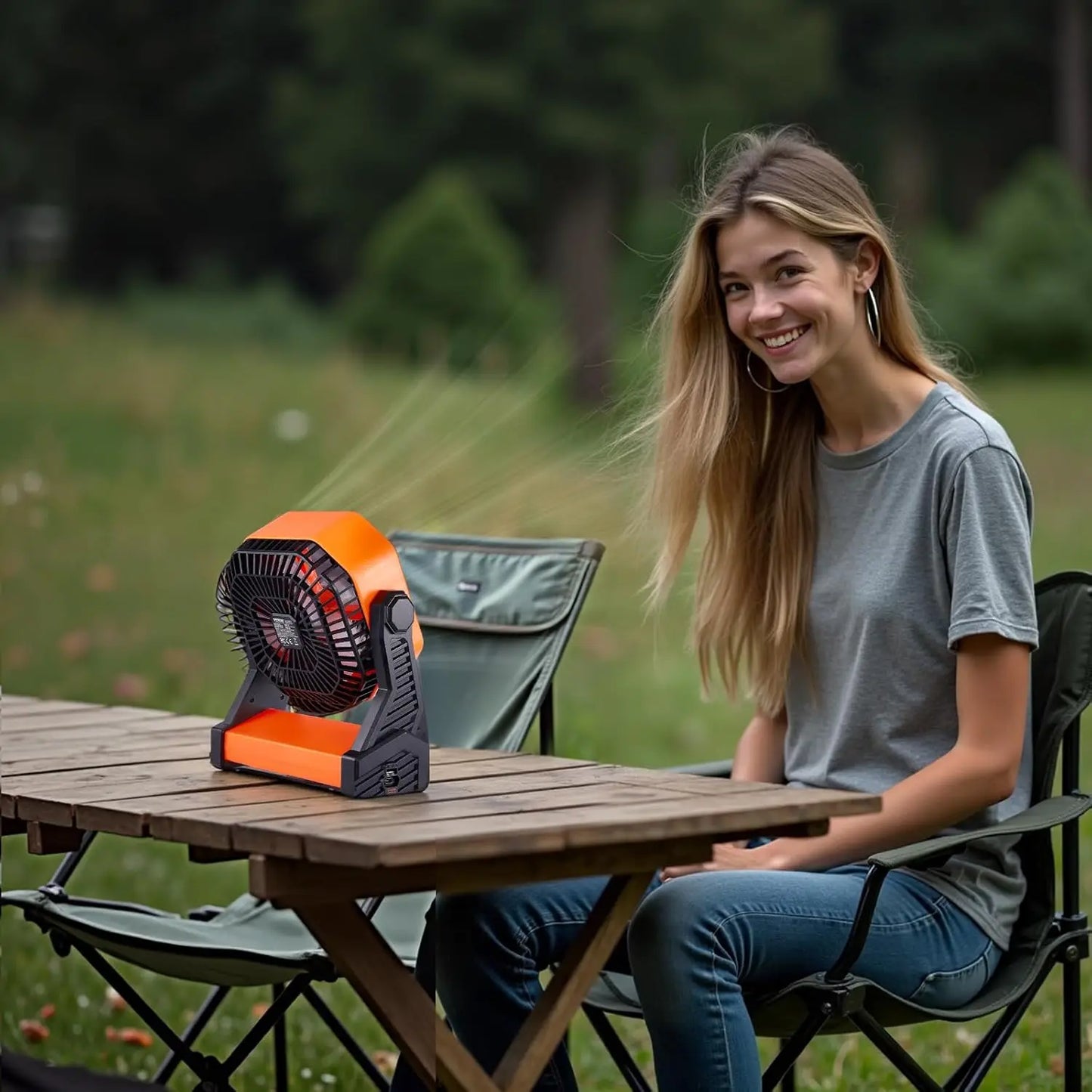 Camping Fan With LED Light And 10000mAh Battery 4 Speed Quiet