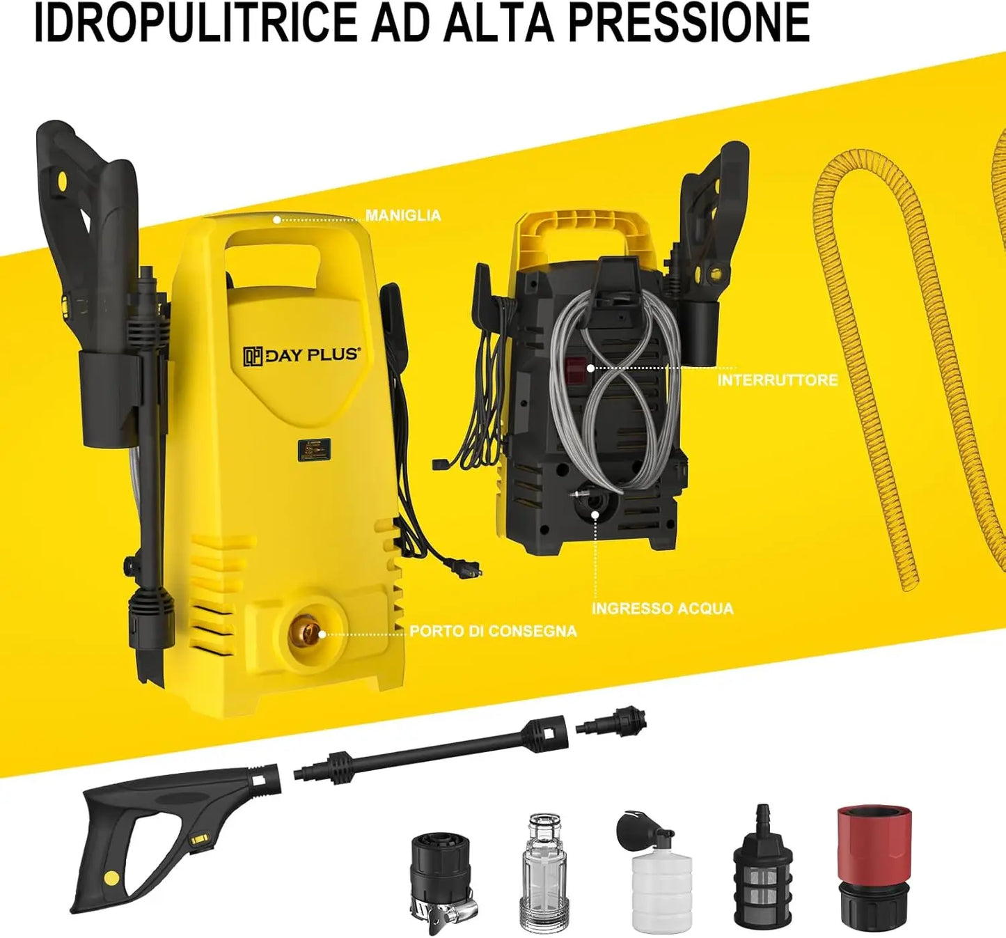 DayPlus Electric Pressure Washer 120 Bar For Terraces Gardens Cars