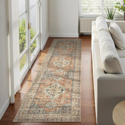 Vintage Oriental Runner Rug Non Slip Washable Ultra Thin Carpet